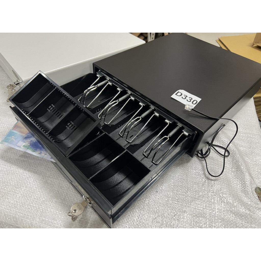 各式小型手動式錢箱 免電力收銀箱 附鈴聲 附鑰匙及附RJ11可接POS機:33型
