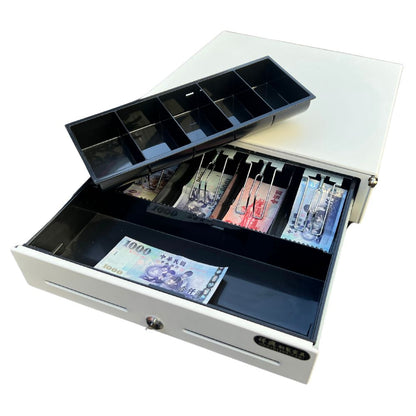 [新竹現貨] 祥興大容量收銀錢箱 有鈴聲選項 金庫 可外接出單機/POS機 收銀機 免電力 手動按鈕式 可分離鐵底盤 型號: 41型 祥興錢箱