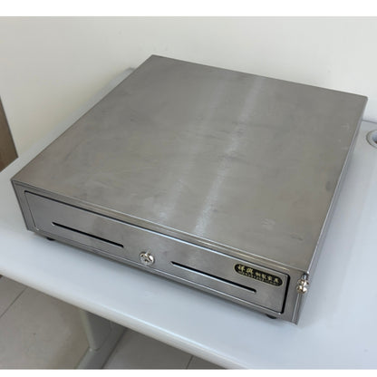 祥興旗艦款收銀錢箱PRO 有鈴聲 四鈔格 收銀機 免電力 金庫 手動按鈕式 /POS機用可分離鐵底盤 祥興錢箱