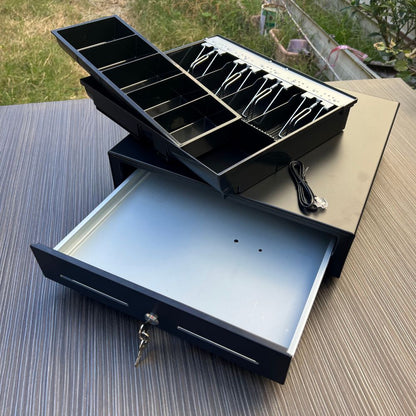 [新竹現貨] 祥興大容量收銀錢箱 有鈴聲選項 金庫 可外接出單機/POS機 收銀機 免電力 手動按鈕式 可分離鐵底盤 型號: 41型 祥興錢箱