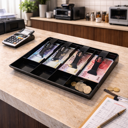 祥興現金收納盒 錢盤 鈔票收納盒 錢盤 容量大 錢盒 鈔票零錢盤 現金收納盒 收銀盒