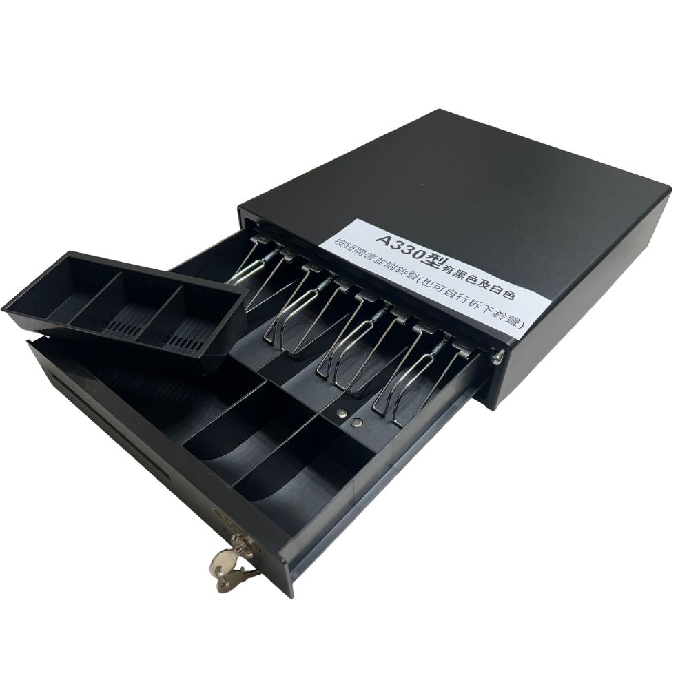 33型全新手動按壓式收銀錢箱 免電力  附鈴聲 附鑰匙 可鎖住 按壓式錢箱