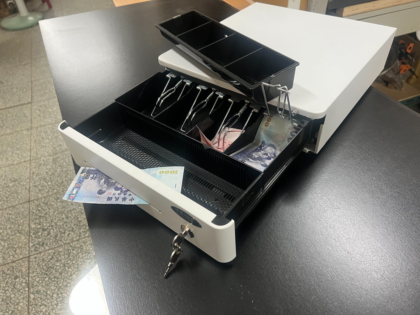 [新竹現貨] 祥興33型有鈴聲收銀錢箱 觸碰式 金庫 免電力錢箱 錢屜  附鑰匙 附鈴聲 祥興錢箱