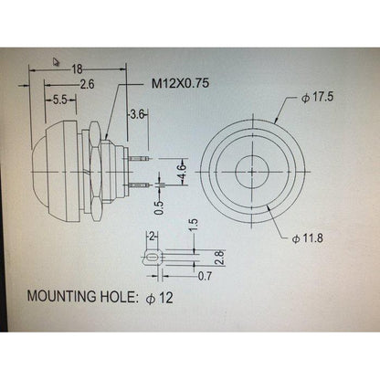 12mm按鈕開關 無段式按鈕開關 250V/3A無鎖